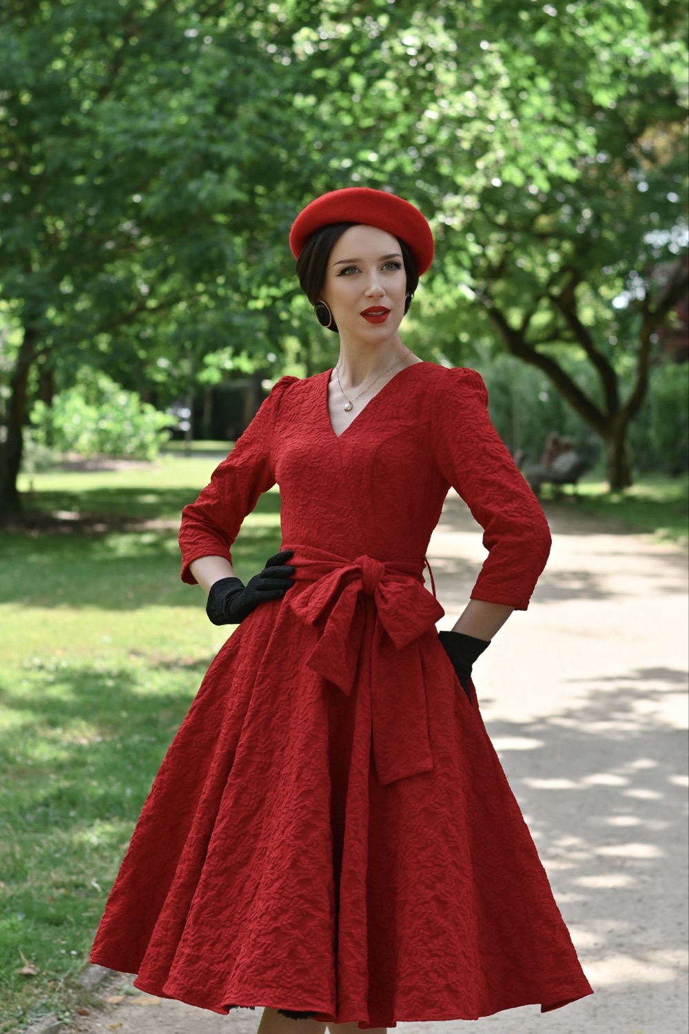 Lettie Embossed Swing Dress in Extended Sizing